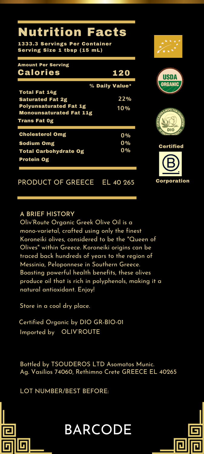 Oliv’Route back label design